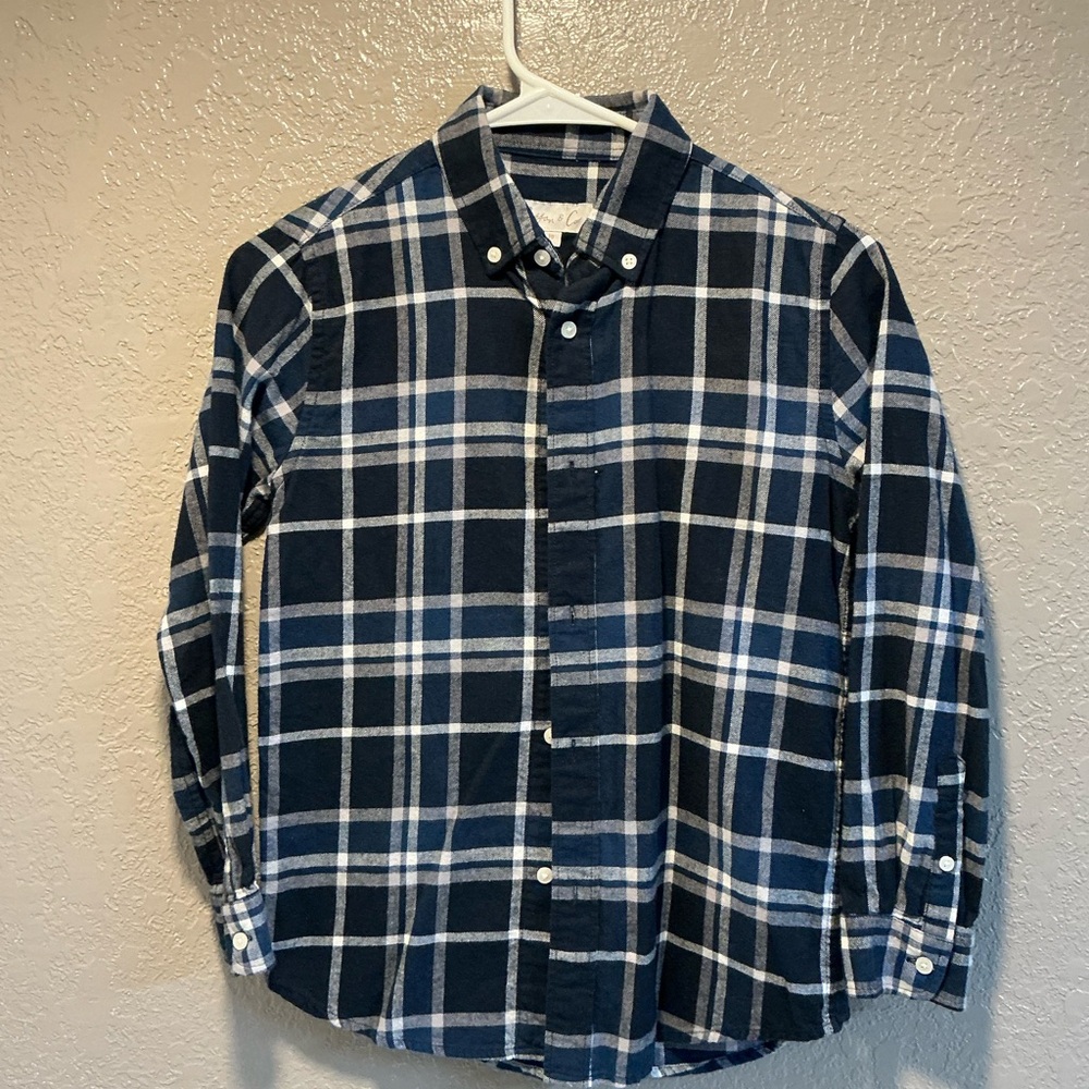 Navy Checkered Kids Button Down Shirt
